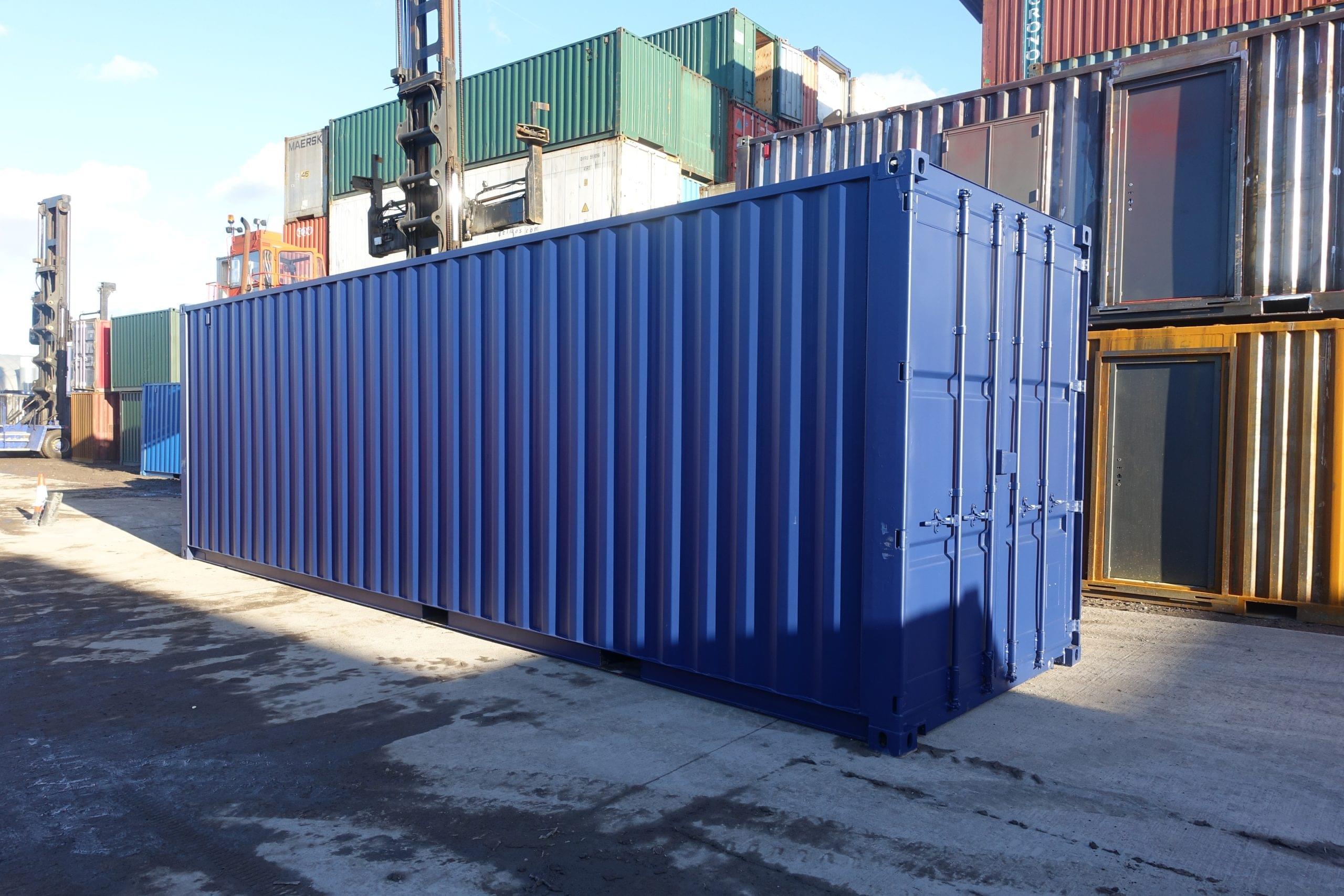 A new 30ft high cube cutdown shipping container with double doors, ready for custom storage or modification.