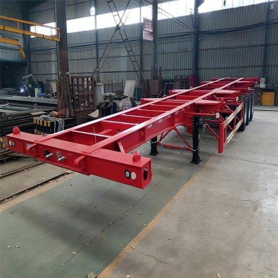 A durable 40ft 3 axle skeletal trailer ready for heavy container transport.